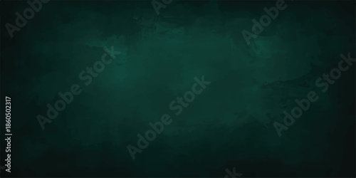 Blank green surface with grainy cement texture, dark corners. Dark green concrete wall background,vintage aged texture and black shadow border for luxurious abstract designs classic digital.