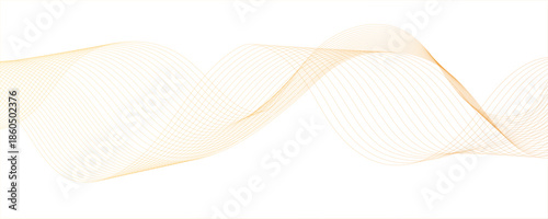 Dynamic minimal smoke sound line. Energy abstract smooth colorful gradient frequency isolated element creative blend.Vector wave lines flowing dynamic colorful golden isolated on white background.