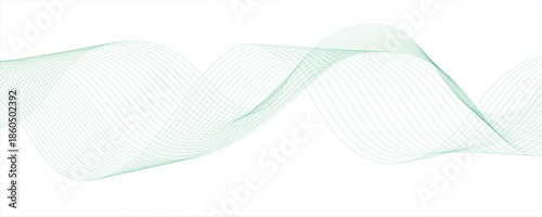 Dynamic minimal smoke sound line. Energy abstract smooth colorful gradient frequency isolated element creative blend.Vector wave lines flowing dynamic colorful green isolated on white background.
