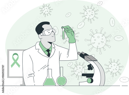 Scientist Examining Microorganisms under Microscope in Laboratory Setting