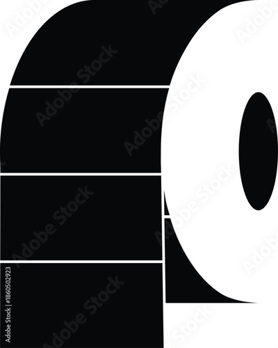 Black roll stickers paper for barcode  vector on white background