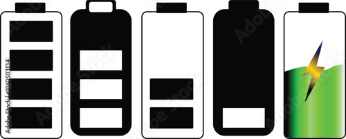 A battery charge level up black vector illustration,
indicator level battery charging icon set vector. 