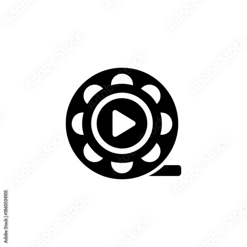 Black play button icon on for video or movie playback