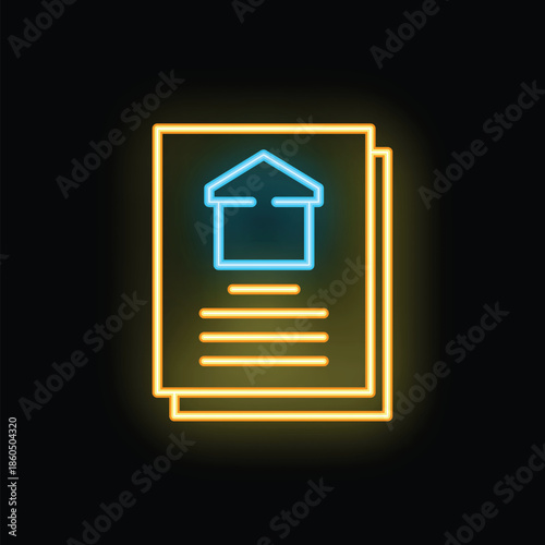 Neon sign representing a house purchase or lease agreement, ideal for real estate agencies or websites