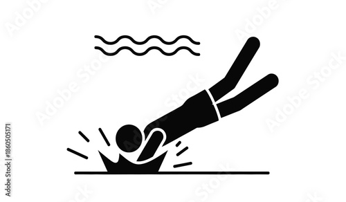 Stick figure falling forward depicting a slip or trip hazard warning