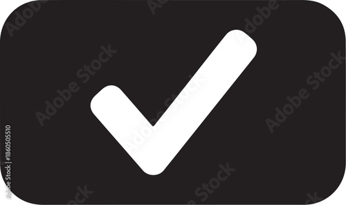 White Checkmark on Black Background Icon