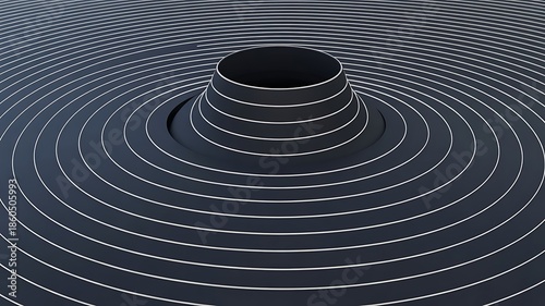 Abstract dark blue surface with white concentric rings illustrating a gravitational wave or spacetime distortion concept
