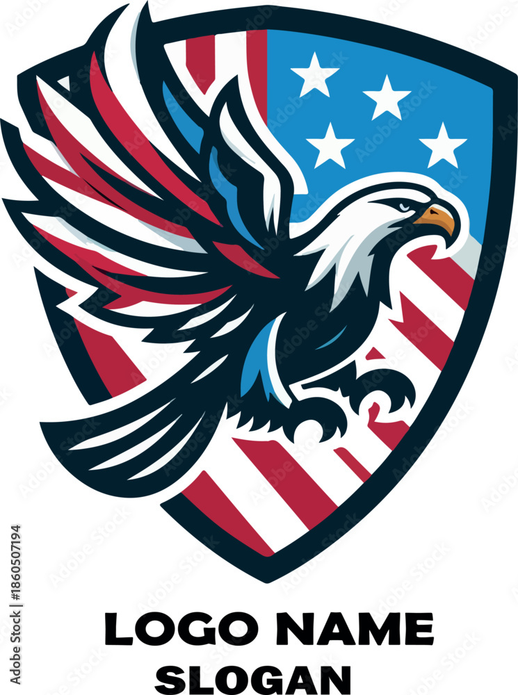Obraz premium American eagle holding American flag illustration icon