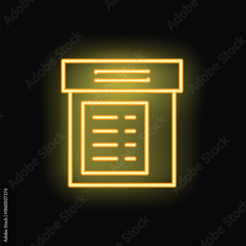 Bright, yellow neon sign depicting an atm machine, perfect for conveying concepts related to finance, banking, and money