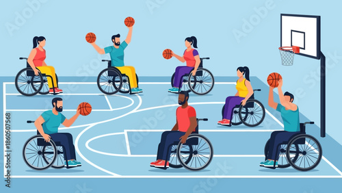 A family and a young boy enjoy fun exercise while riding a bicycle and bike in the city or park in this vector cartoon illustration of a cyclist person in action