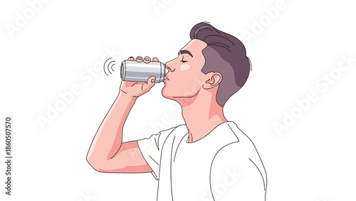 A young woman photographer holding a camera looks through the lens while a person nearby enjoys a drink from a glass bottle in this studio beauty photo