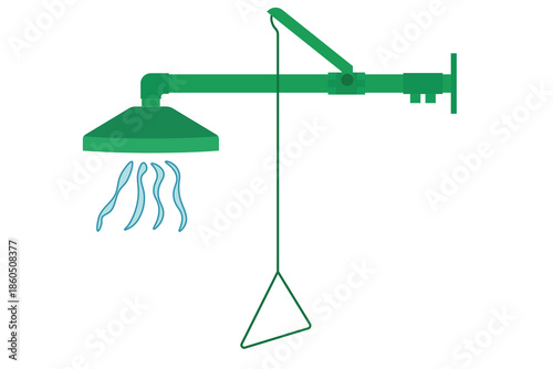 Industrial Safety Shower with Green Head