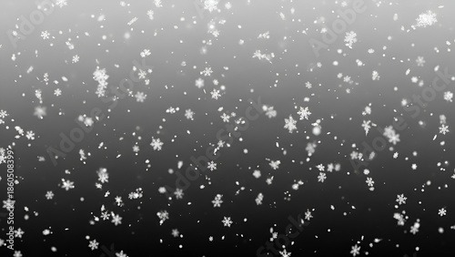 Winter's delicate descent: A monochrome symphony of falling snowflakes creates ethereal patterns
