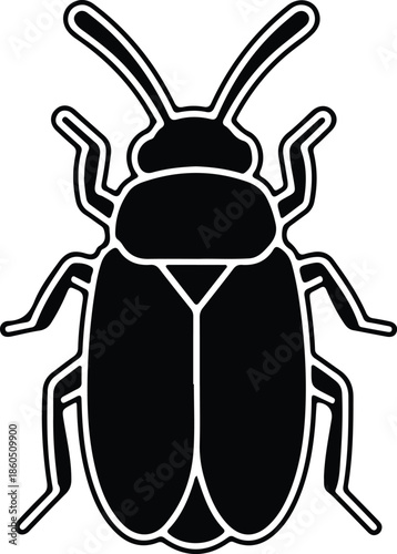 Silhouette Black Beetle Insect Bug Pest Simple Outline Glyph Icon Vector Illustration