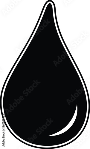 Silhouette Black Liquid Drop Shape with White Outline Symbol Vector Illustration