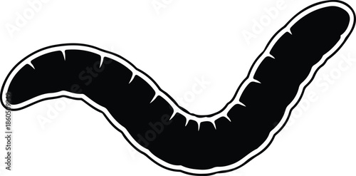 Silhouette crawling larva grub insect animal black and white outline Vector Illustration