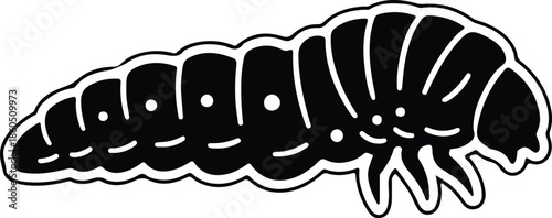 Silhouette Cute Crawling Caterpillar Larva Insect Animal Icon Outline Vector Illustration