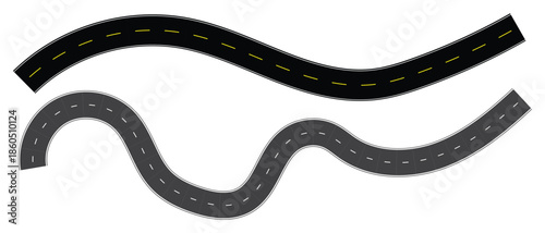 
Wavy winding curves roads. flat vector illustration isolated on transparent background.