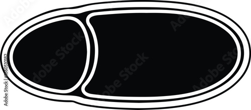 Silhouette Modern Abstract Oval Frame with Internal Division Vector Illustration