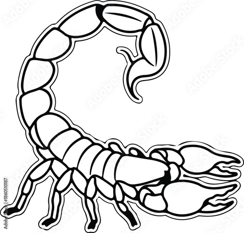 Silhouette Scorpion predatory insect arachnid animal graphic element Vector Illustration