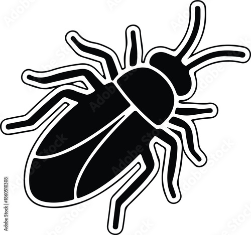 Silhouette Stylized Beetle Bug Insect Pest Icon Graphic Vector Illustration