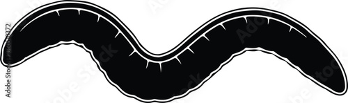 Silhouette Wavy Black Worm Larva Creature Detailed Spikes Outline Isolated White Background Vector Illustration