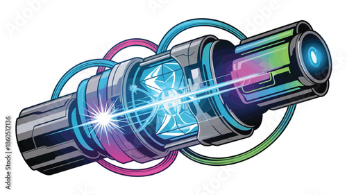 futuristic laser weapon cannon with powerful energy beam science fiction design