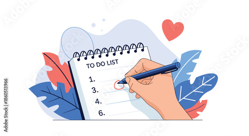 Hand marking a completed task on a to-do list in a notebook, symbolizing productivity and organization.