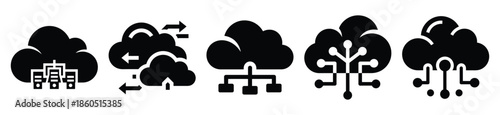 Isolated cloud computing on the white background.