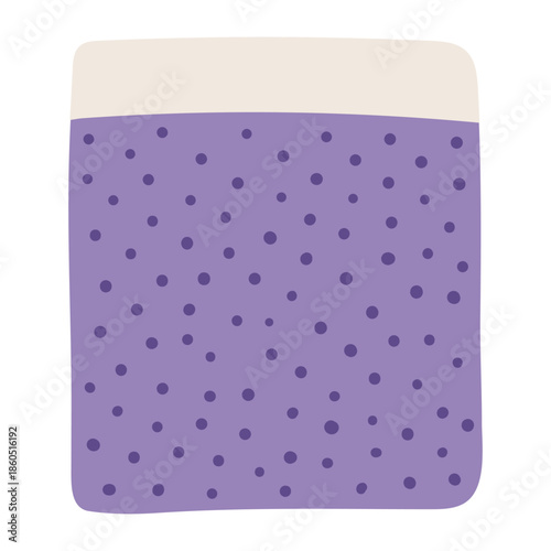 Cute blanket, bed cover, futon, duvet, comforter, isolated on transparent background. Hand drawn flat vector illustration. Night, bed time, sleeping, kid print, design element clip art