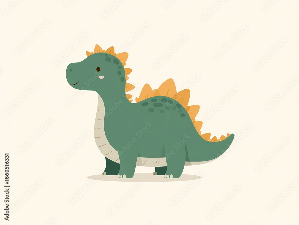 Naklejka premium Cute Dinosaur Character for Kids Flat Illustration