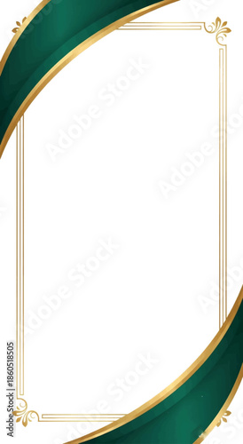 elegant frame design featuring green and gold accents with decorative corner elements
