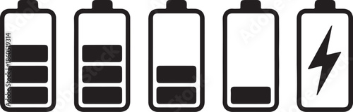 Battery level icons with different charge levels