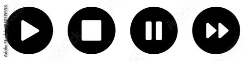 multimedia player control button icon set
