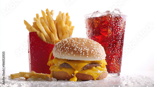 Fast Food Combo: Burger, Fries and Soda