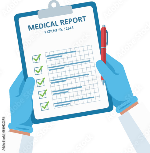 An illustration of a medical report on a clipboard