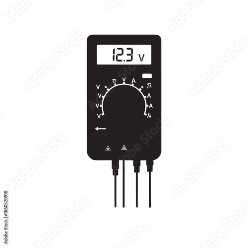 Compact handheld digital multimeter for electrical testing and measurements with probes.