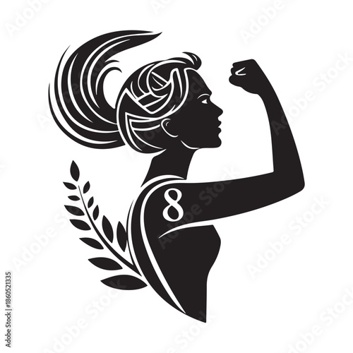 8 March Women's Day Symbol Icon Silhouette.