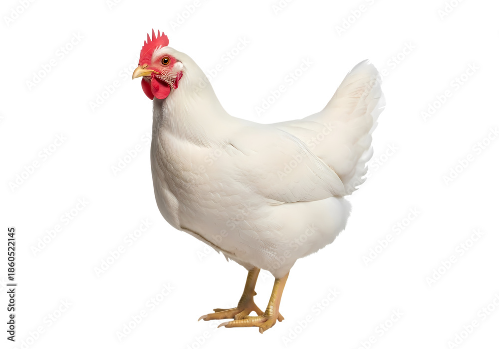 Fototapeta premium Majestic white chicken standing alone