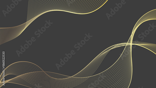 Abstract Golden Wave Lines  Luxury Dark Background Design