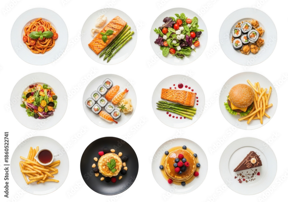 Fototapeta premium Food collage isolated on transparent background