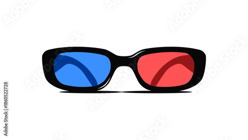 Cinema 3d glasses, flat color illustration