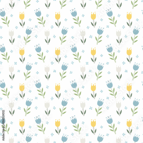 Ditsy Tulip Floral Pattern seamless botanical pattern