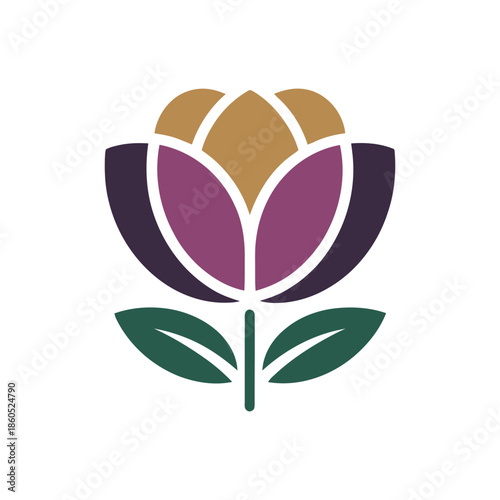 Elegant Stylized Lotus Flower with Multicolor Petals.