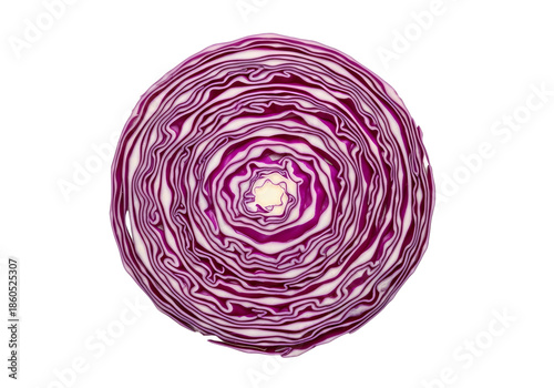 Vibrant red cabbage slice with intricate layers