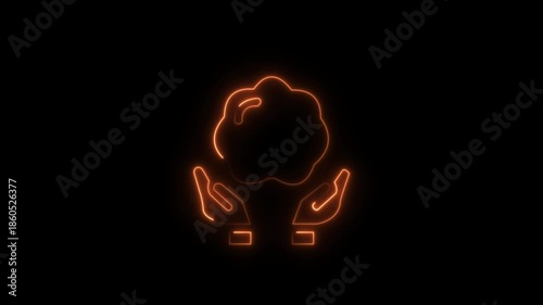 Abstract glowing neon conservation icon animation with dark background.Futuristic glowing neon user conservation icon with smooth animated