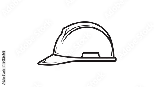 Minimal line illustration of a construction safety hard hat for industrial use.