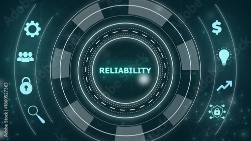 Animated digital diagram displaying the concept of reliability in business strategy