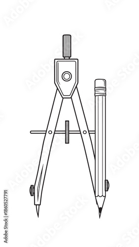 Precise drafting compass and pencil tool set for technical drawing and design projects.