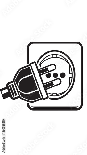Close-up illustration of a wall electrical outlet with a plug being inserted at a modern power socket.